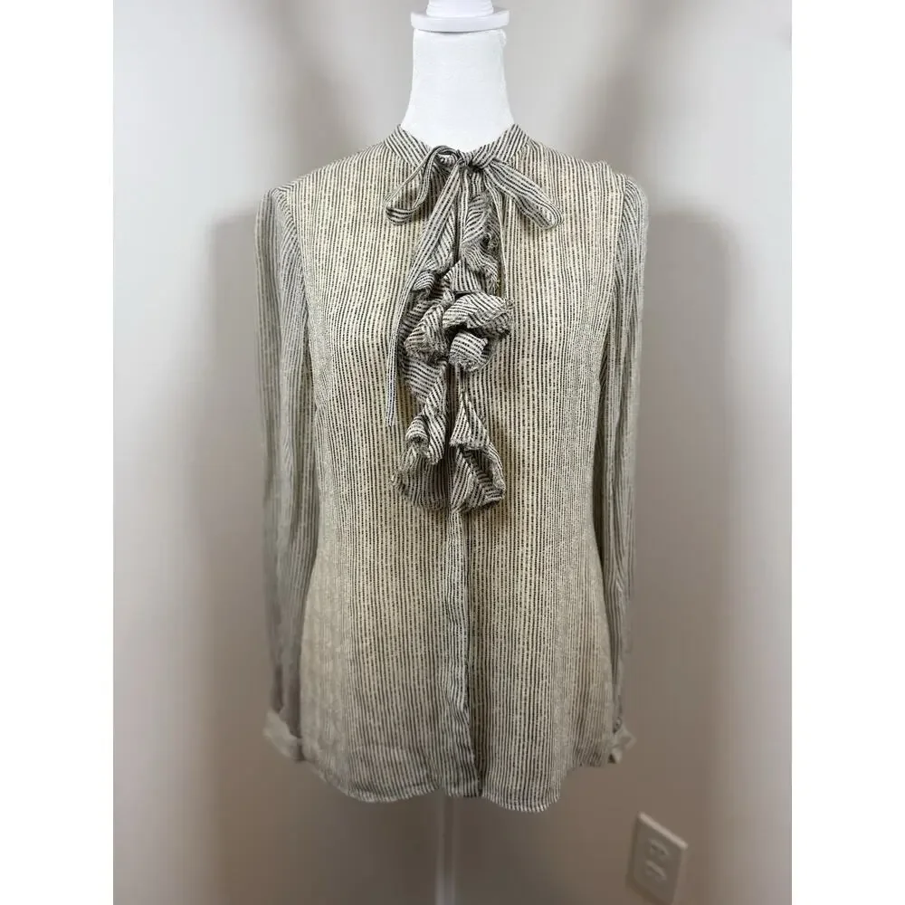Tory Burch Women's Long Sleeve Blouse Size 4 Silk Ruffle Business Causal Office